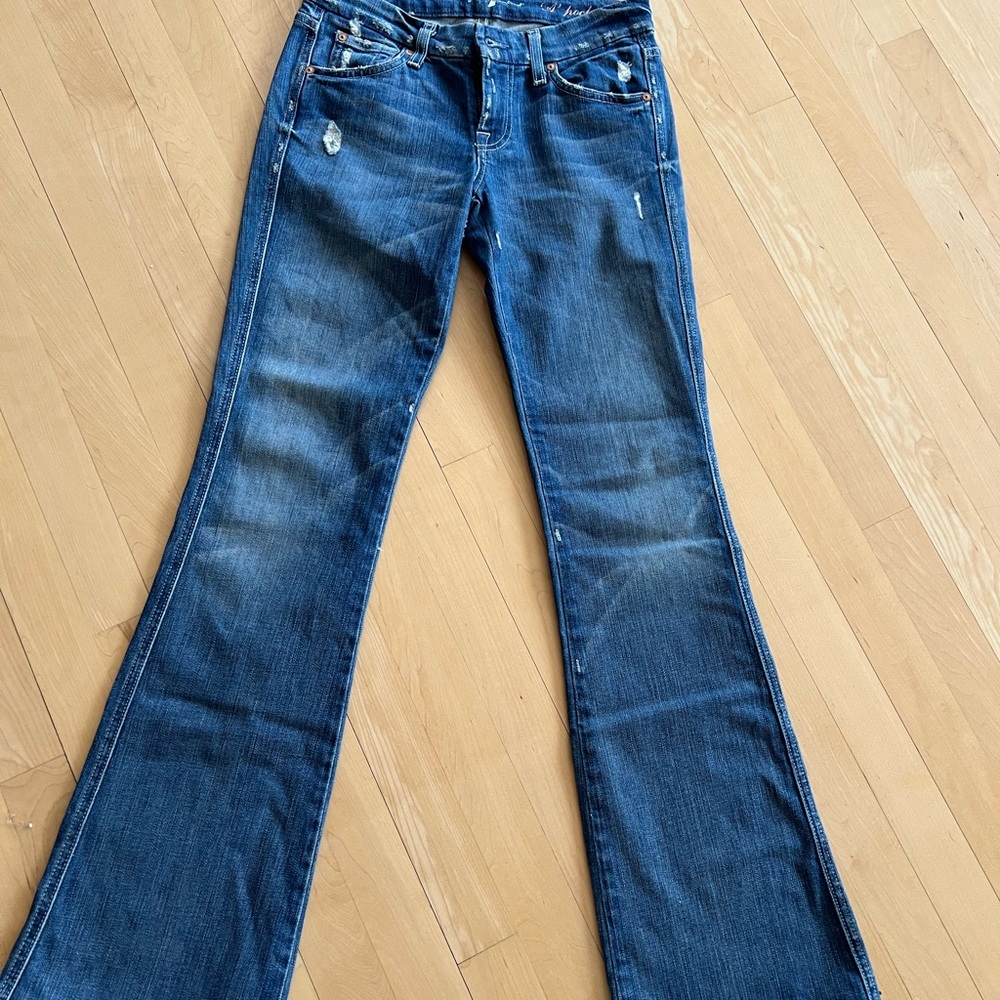 7 For All Mankind Dark Blue Vintage Flare Jeans.